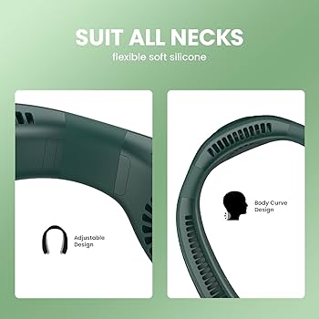 3in1 Leafless Neck Fan ブラック Bladeless Neck Fan with Triple Motors, Battery Operated